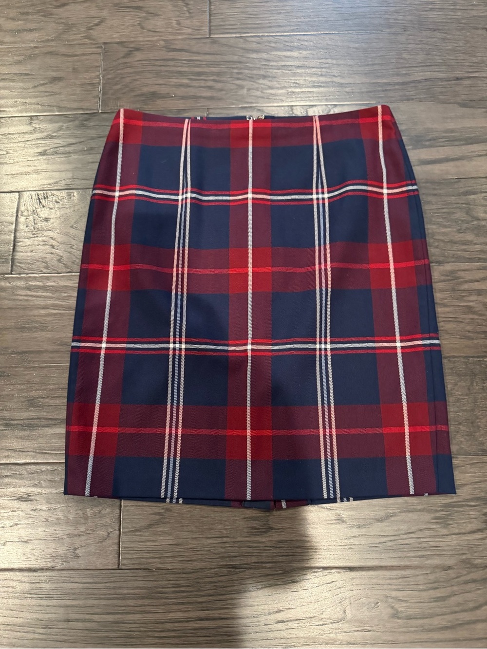 Tommy Hilfiger Red and Navy Plaid Pencil Skirt